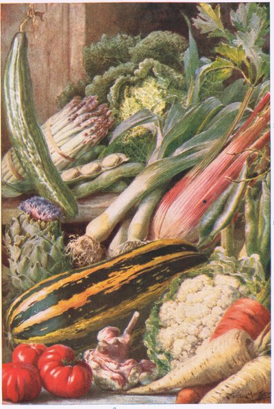 Warzywa ogrodowe, ilustracja z filmu „Sposoby ogrodu i dni ogrodu” (kolor lito) autorstwa Louis Fairfax Muckley