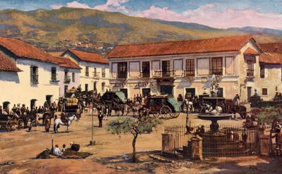 Sceny w La Paz, Boliwia (kolor lito) autorstwa Louis Fairfax Muckley
