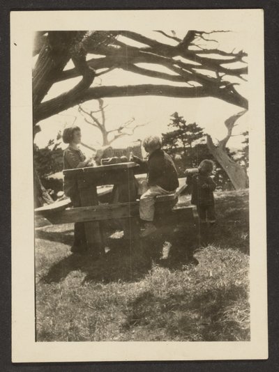 [Dzieci przy stole piknikowym] autorstwa Louis Fleckenstein