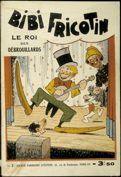 Bibi Fricotin, król naciągaczy (gra na banjo na scenie) – cover nr 7. Louis Forton (1879-1934) autorstwa Louis Forton