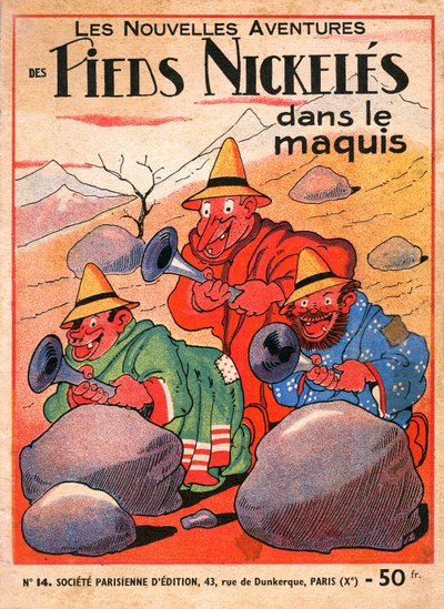 okładka albumu z komiksami Louisa Fortona (1879-1934): Les Pieds Nickeles dans le maquis (1949 wydanie tomu 14 przygód tria). Croquignol, Ribouldingue i Filochard na Korsyce. ©Gusman/Leemage autorstwa Louis Forton