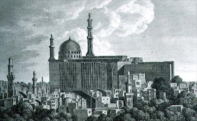Katedra Djami lub Meczet Hasana w Kairze, wyryta przez Pierre Nicolas Ransonnette (1745-1810) tablica 65 z III tomu "Voyage Pittoresque". autorstwa Louis Francois (after) Cassas