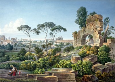 Widok na wzgórze Esquiline, Rzym, ok. 1800 r. autorstwa Louis Francois Cassas