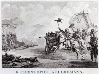 Rewolucja Francuska: „” generał i marechal Francois Christophe Kellermann (1735-1820) podczas bitwy pod Valmy 20.09.1792”” Grawer Louis Francois Couche (1782-1849) XVIII-wieczny Paryż, Musee Carnavalet autorstwa Louis Francois Couche