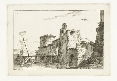 Fort i most nad rzeką autorstwa Louis Gabriel Moreau