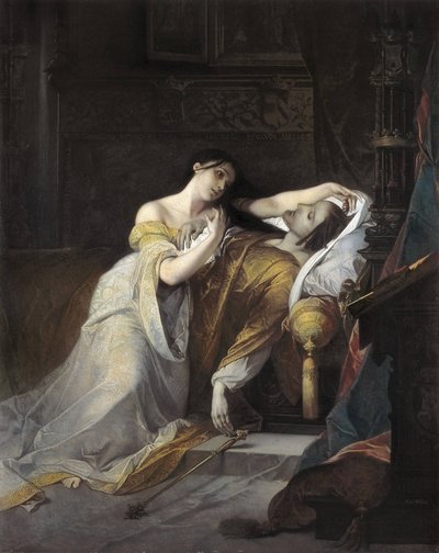 Joanna I Kastylijska zwana Joanną Szaloną (Juana la loca) żoną Filipa Habsburga autorstwa Louis Galue