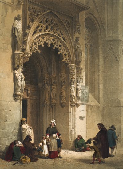 Kościół św. Sebalda, Norymberga, arkusz 12 z „Teczka szkiców Haghe: Belgia, Niemcy”, ok. 1845-55 autorstwa Louis Haghe