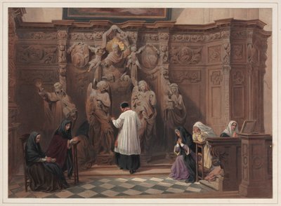 Konfesjonał, kościół św. Pawła, Antwerpia, 1838. autorstwa Louis Haghe