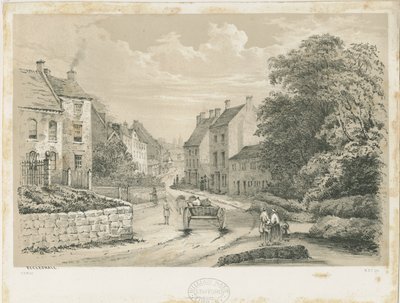Wioska Eccleshall: litografia autorstwa Louis Haghe