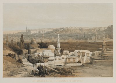 Egipt i Nubia, Tom III: Kair od Bramy Citzenib, patrząc w kierunku Pustyni Sueskiej, 18 autorstwa Louis Haghe