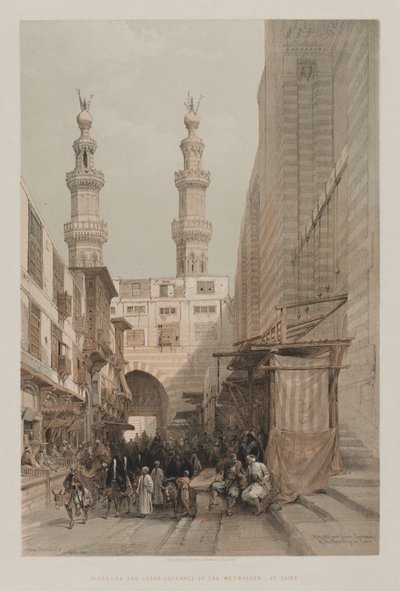 Egipt i Nubia, Tom III: Minarety i Wielkie Wejście Metwaleys, w Kairze autorstwa Louis Haghe