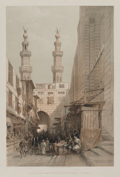 Egipt i Nubia, Tom III: Minarety i Wielkie Wejście Metwaleys, w Kairze, 1848. autorstwa Louis Haghe