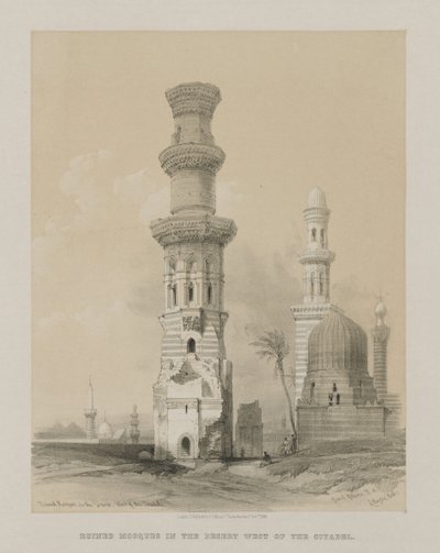 Egipt i Nubia, Tom III: Zrujnowane meczety na pustyni, na zachód od Cytadeli autorstwa Louis Haghe