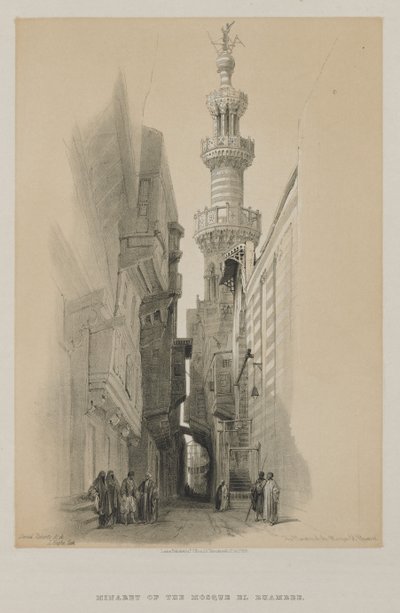 Egipt i Nubia, Tom III: Minaret Meczetu El Rhamree autorstwa Louis Haghe