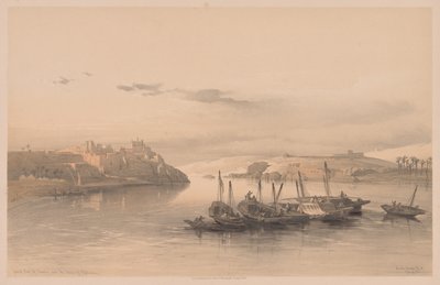Egipt i Nubia: Tom II - nr 28, Widok ogólny Asouanu i wyspy Elefantyna autorstwa Louis Haghe