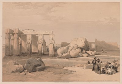 Egipt i Nubia: Tom II - nr 4, Fragmenty Wielkich Kolosów, w Memnoniu autorstwa Louis Haghe