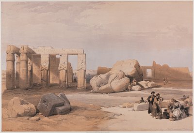 Egipt i Nubia, Tom II: Fragmenty Wielkich Kolosów w Memnoniu, Teby autorstwa Louis Haghe