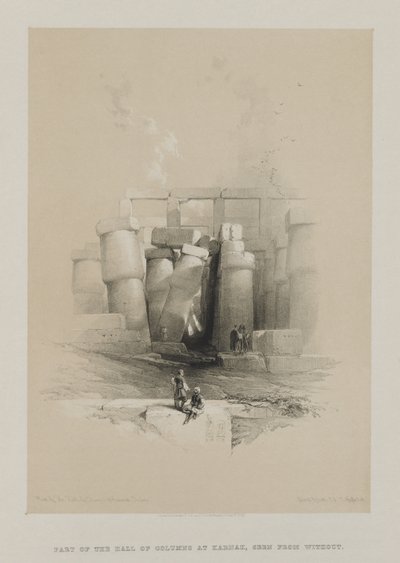 Egipt i Nubia, Tom II: Część Sali Kolumn w Karnaku, Teby, 1847. autorstwa Louis Haghe