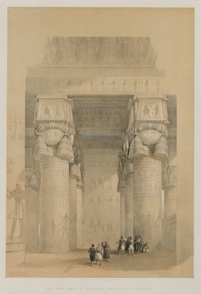 Egipt i Nubia, Tom II: Widok spod portyku świątyni Dendera, 1849. autorstwa Louis Haghe