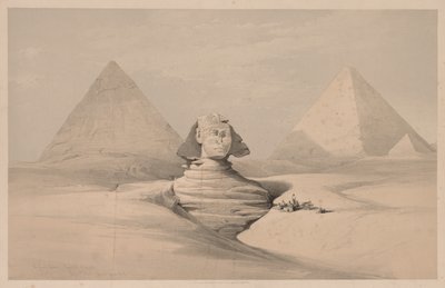 Egipt i Nubia: Tom I - nr 18, Wielki Sfinks, Piramidy w Gizie, Widok z przodu autorstwa Louis Haghe