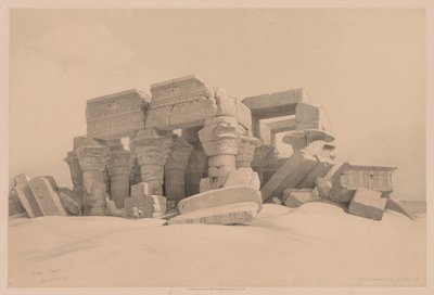 Egipt i Nubia: Tom I - nr 1, nr 2, pozostałości portyku świątyni Kom Ombo autorstwa Louis Haghe
