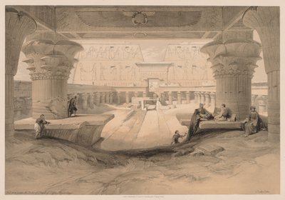 Egipt i Nubia: Tom I - nr 32, Widok spod portyku świątyni Edfou, Górny Egipt autorstwa Louis Haghe