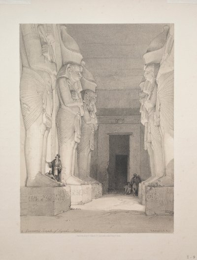 Egipt i Nubia: Tom I - nr 9, Wykopana Świątynia Gyrshe, Nubia, 1838. autorstwa Louis Haghe