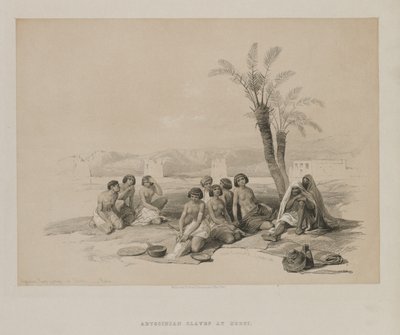 Egipt i Nubia, Tom I: Abisyńscy niewolnicy odpoczywający w Korti-Nubia autorstwa Louis Haghe