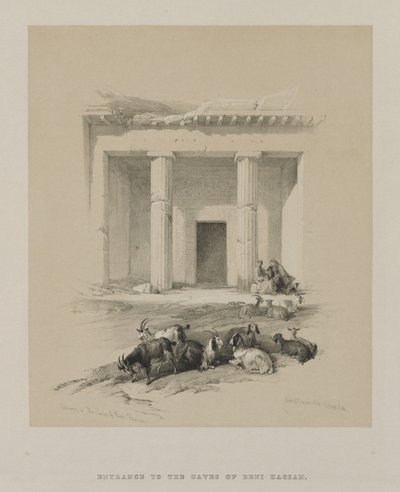 Egipt i Nubia, tom I: Wejście do jaskiń Beni-Hasan autorstwa Louis Haghe