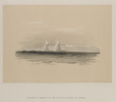 Egipt i Nubia, tom I: Posągi Memnona, Teby, 1846. autorstwa Louis Haghe