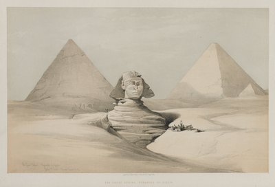 Egipt i Nubia, Tom I: Wielki Sfinks, Piramidy Gezeeh, 1846. autorstwa Louis Haghe