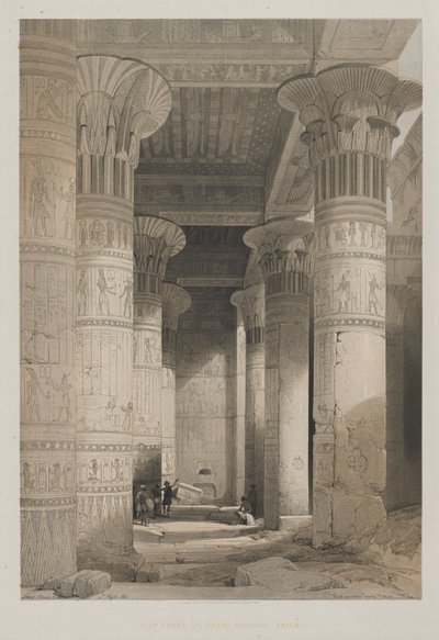 Egipt i Nubia, tom I: Widok pod wielkim portykiem świątyni, Philae autorstwa Louis Haghe