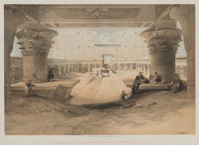 Egipt i Nubia, Tom I: Widok spod portyku świątyni Edfou, Górny Egipt, 1847. autorstwa Louis Haghe