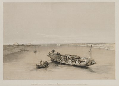 Egipt i Nubia, Tom I: Widok na Nil w kierunku piramid Dashour i Saccara, 184 autorstwa Louis Haghe
