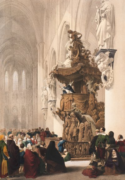 Ambona w St. Gudule, Bruksela, arkusz 5 z „Portfolio szkiców Haghe: Belgia, Niemcy”, c.1845-55 autorstwa Louis Haghe