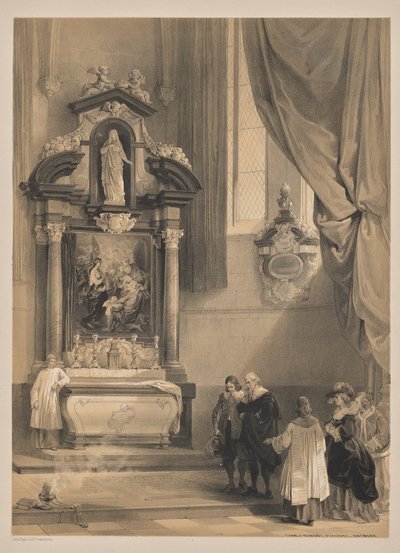 Szkice w Belgii i Niemczech, seria druga: nr 26 - Grób Rubensa, św. Jacques, Antwerpia autorstwa Louis Haghe
