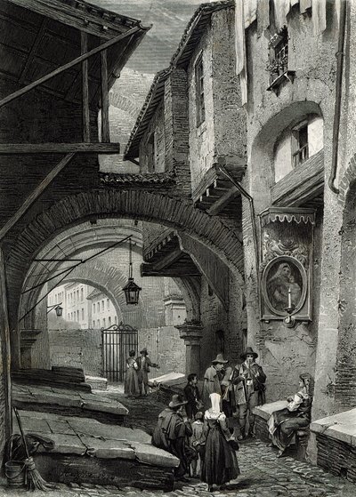 Getto, Rzym, ryc. S.V. Hunt, Cassell und Company, 1847 autorstwa Louis Haghe