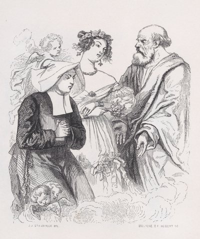 Dwie Siostry Miłosierdzia z Dzieł wszystkich Bérangera, 1836. Twórcy: Louis-Henri Brevière, Cesar-Auguste Hebert. autorstwa Louis Henri Brevière, Cesar Auguste Hebert