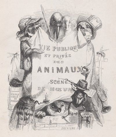Prywatne i publiczne życie zwierząt, sceny obyczajowe, ca. 1837-47. autorstwa Louis Henri Brévière