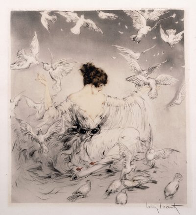 Dziewczyna z gołębiami autorstwa Louis Icart
