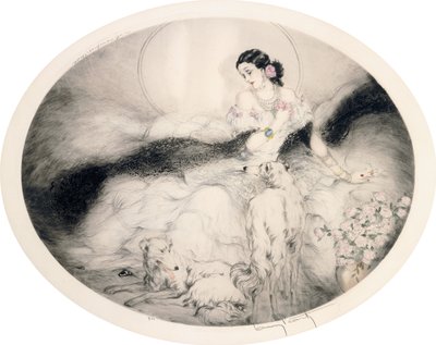 Dama z kamelią, ok. 1917 (akwaforta i sucha igła) autorstwa Louis Icart