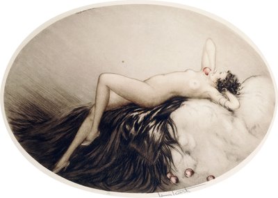Leżąc nago z jabłkami autorstwa Louis Icart