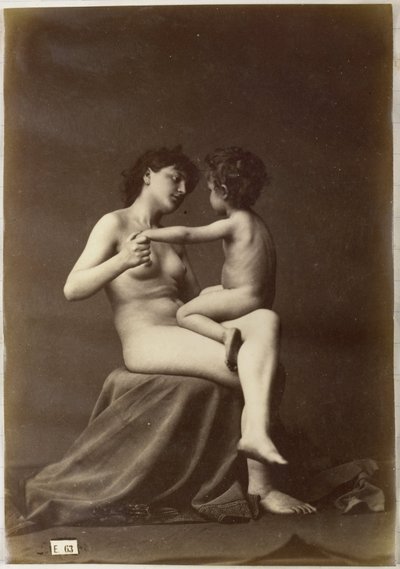 Studium aktu kobiecego, siedzącego z nagim dzieckiem na kolanach autorstwa Louis Jean Baptiste Igout (attributed to)