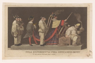 Parada ze znachorem Sola Experientia vera medicamina docet / To jedyne doświadczenie, które uczy właściwych lekarstw (tytuł na przedmiocie) autorstwa Louis Jean Desprez (attributed to)