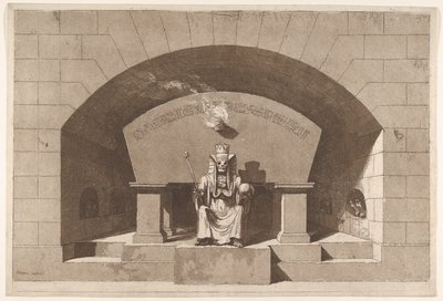 Grobowiec ze śmiercią intronizowaną jako sfinks, ca. 1779-84. autorstwa Louis Jean Desprez