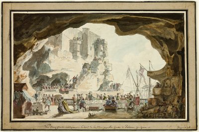 Widok na Grotta di Palazzo z bankietem autorstwa Louis Jean Desprez