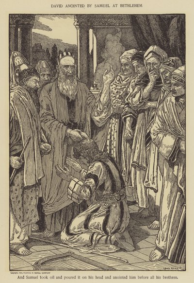 Dawid namaszczony przez Samuela w Betlejem autorstwa Louis John Rhead