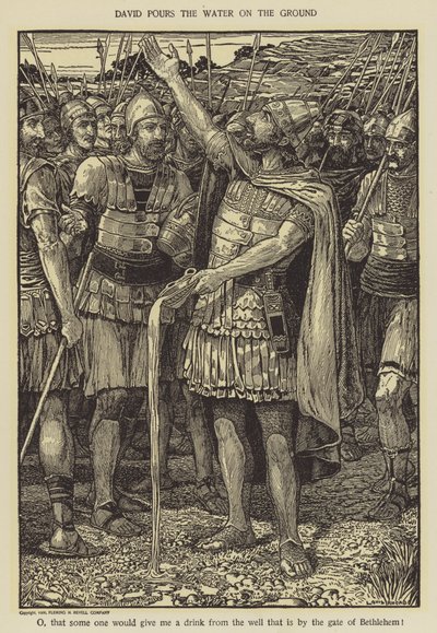 Dawid wylewa wodę na ziemię autorstwa Louis John Rhead