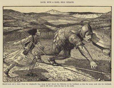 Dawid procą zabija Goliata autorstwa Louis John Rhead