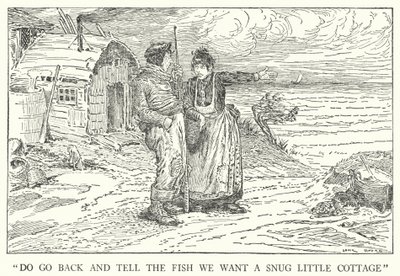 „Wróć i powiedz rybie, że chcemy przytulny mały domek” (litos) autorstwa Louis John Rhead